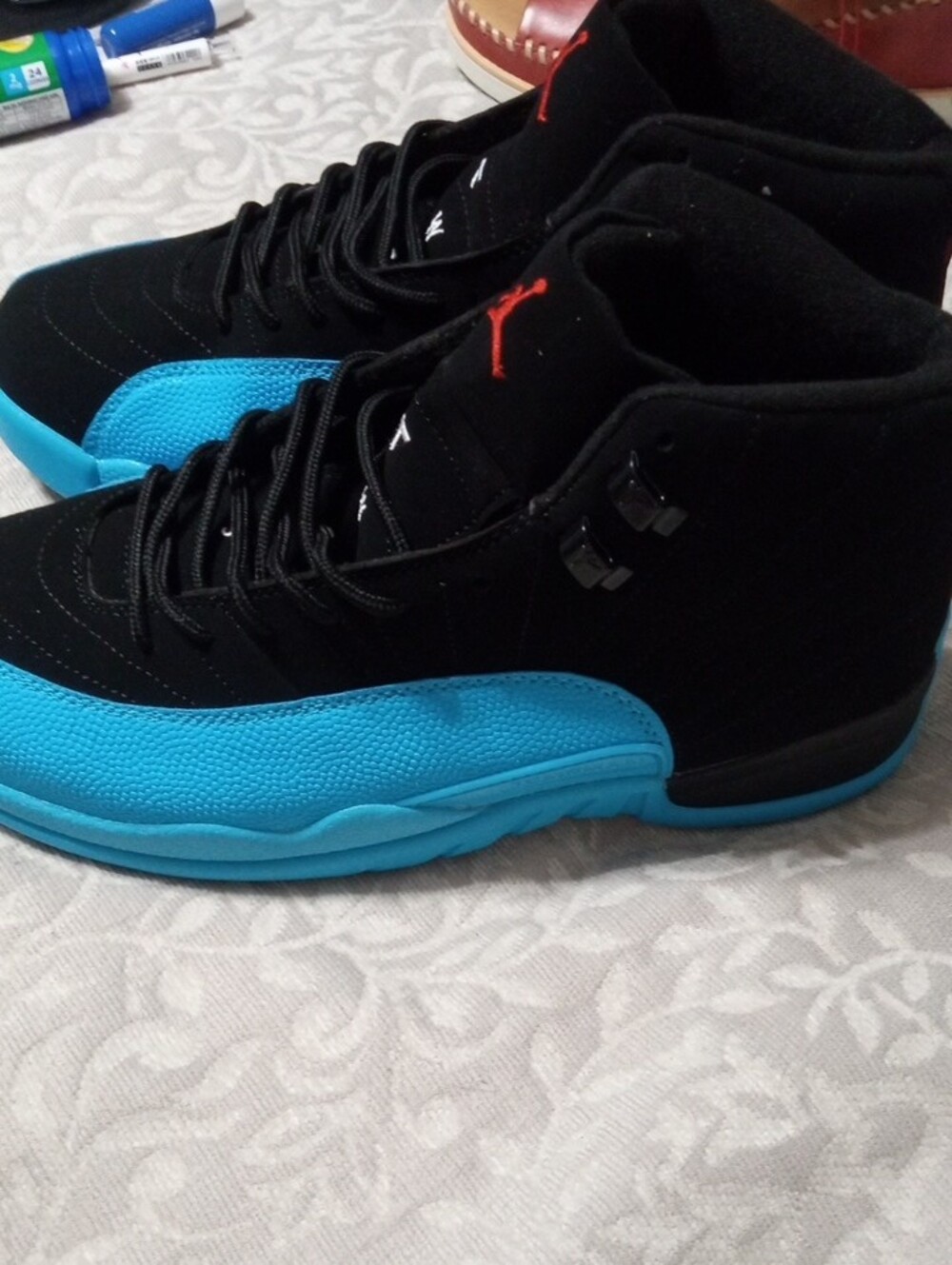 Jordan Men’s Black, Blue & Red High-Top Sneakers - Picture 2 of 7